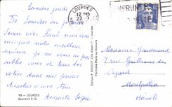 CPA Lourdes Souvenir Bernadette