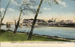 CPA Avignon junto del EL Palais de Benezet del puente de los papas tomados de la isla de Barthelasse