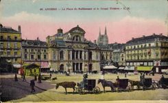 CPA Angers Place du ralliement et le grand theatre 