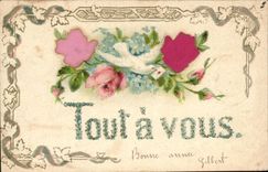 CPA Fantaisie Fleurs Colombe Fleurs 