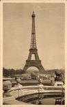 CPA Paris While Strolling Turn Eiffe and basins of Trocadero