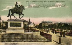 CPA Paris New Bridge And Statue of Henri IV the Bridge Beautiful Flower stand