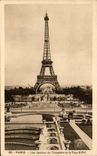 CPA Paris Gardens Of Trocadero And the Eiffel Tower
