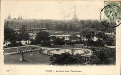 CPA Paris Garden Of Tileries Eiffel Tower