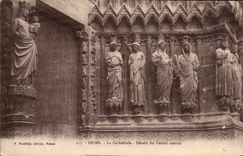 CPA Rheims the Cathedral Details of the Central Gate