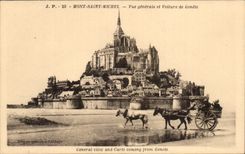 CPA Mont Saint Michel Vue Generale et Voiture de Genets