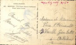 CPA Cote D'Azur Menton Frontiere Franco Italienne Pont Saint Louis