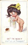 CPA Fantaisie Enfant La puce Insecte Gee L've Missed it Zut Je Lai Manquee