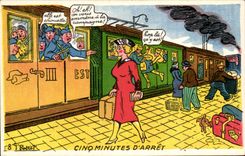 CPA Five minutes Of Stop Militaria Train