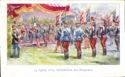 CPA Distribution of the Flags Militaria July 14th 1880