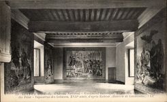 CPA Azay la cortina las tapicerias nacionales del pasillo de la aldea del castillo de la historia de Rubens de los Goblins de Constantino