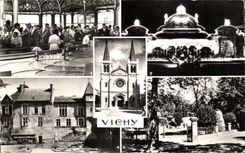 CPA Vichy Chomel Source Large casino Church Saint Louis Park of Celestins