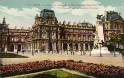Corte de CPA Paris del carrusel y del monumento del Louvre de Gambetta