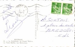 CPA Bordeaux the Cathedral the Large Theater the Gallien Palate Quincunxes