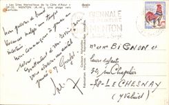 CPA Menton Une Plage Vers Carnoles