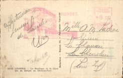 CPA Lourdes La Basilique et le Gave vus du Donjon du Chateau Fort