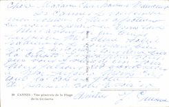 CPA Cannes View Of the Beach Of the Small cross