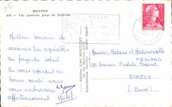 CPA Menton Vue generale prise de Garavan