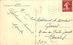 CPA Paris la Statue de la Republique et la Place