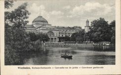 CPA Wiesbaden Kurhaus Gartenseite Cure Room Seen of Garden Cleans House Garben Site