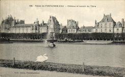 CPA Palais de Fontainebleau Chateau et bassin du Tibre Cygne