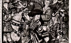 CPSM Saumur Eglise Notre Dame de Nantilly Scene de chasse Fragment de tapisserie