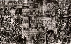 CPSM Saumur Eglise Notre Dame de Nantilly Siege de Jerusulem fragment de Tapisserie