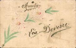 CPA Fantasy Dove Flowers Friendship Lea Deverre