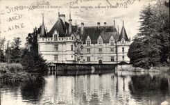 Castillo D Azay de CPA la vista del este del ataque frontal de la cortina en Indre