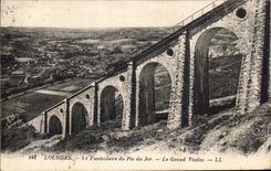 CPA Lourdes Le Funiculaire du pic du Jer Le Grand Viaduc