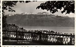CPA Lausanne Leman et Dent d'Oche vus de Montbenon Suisse