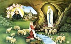 CPSM Lourdes L'apparation Bernadette