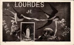 CPA Lourdes Je Pense a vous Hirondelle 