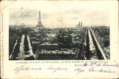 CPA Panorama De Paris Trocadero the Eiffel Tower And the Large Wheel