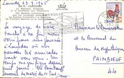 CPA Lourdes La Basilique illuminee et la procession au Flambeaux