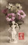CPA Fantaisie Fleurs Santon Bonne Fete