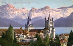 CPA Lausanne La Cathedrale et les Alpes Suisse