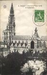 CPA Amberes vista del lugar y de la catedral verdes