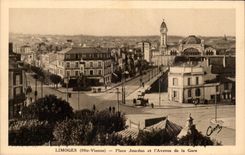 CPA Limoges Place Jourdan Et l'Avenue De La Gare