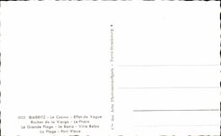 CPA Souvenir Biarritz le casino Effet de vague Rocher de la vierge Le phare La grande plage