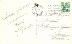 CPA Geneva the New Palate of the Nations and Mont Blanc Switzerland