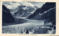 CPA Chamonix Mont Blanc Mer de Glace er Gare de Montenvers Train 