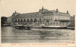 CPA Paris Palate of Orsay Hotel Terminus of the Station of the Quay of Orsay Barge
