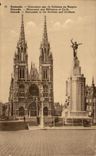 CPA Ostend Monument with the soldiers and civil Militaria