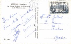 CPA Lourdes Le Gave de Pau La Basilique et le Chateau Fort