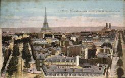 CPA Paris Panoramic View Taken Of Arc de Triomphe the Eiffel Tower