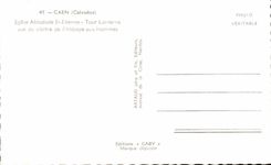 Linterna de la torre de St Etienne de la iglesia de la abadia de CPSM Caen vista del claustro de la abadia a los hombres