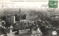 CPA Tours has Vol of bird the Church St Etienne And the avenue of Grammont