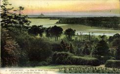 CPA Avranches la bahia del Saint Michel de Mont vista del jardin botanico