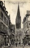 CPA Caen Street Mentoir Fish shop the Church Saint Pierre